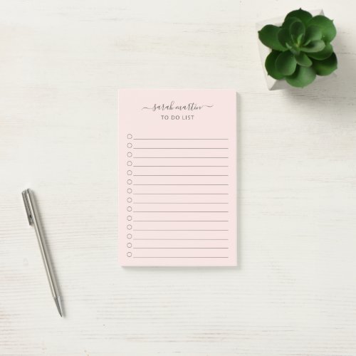 Modern Blush Pink To Do List Elegant Post_it Notes