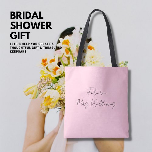 Modern Blush Pink Tote Bag Bridal Shower