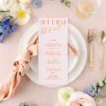 Modern Blush PInk & Vibrant Orange Wedding Menu<br><div class="desc">Designed to coordinate with for the «Bright» Wedding Invitation Collection. To change details,  click «Details». To move the text or change the size,  font,  or color,  click «Edit using Design Tool». View the collection link on this page to see all of the matching items in this beautiful design.</div>