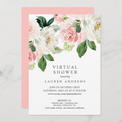 Modern Blush Pink Virtual Bridal or Baby Shower Invitation