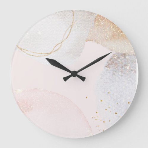Modern blush pink watercolor abstract art  large clock