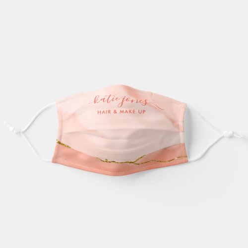 Modern Blush Pink Watercolor and Faux Gold Adult Cloth Face Mask