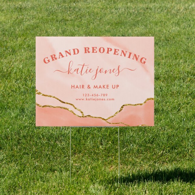 Modern Blush Pink Watercolor and Faux Gold Sign (Insitu)