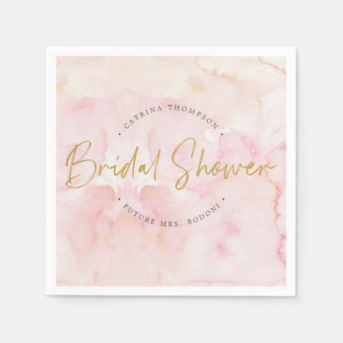 Modern Blush Pink Watercolor Bridal Shower Paper N Napkins