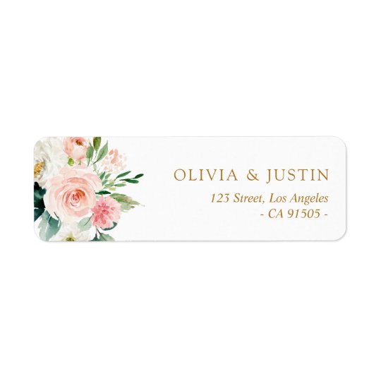 Modern blush pink watercolor floral address label | Zazzle.com