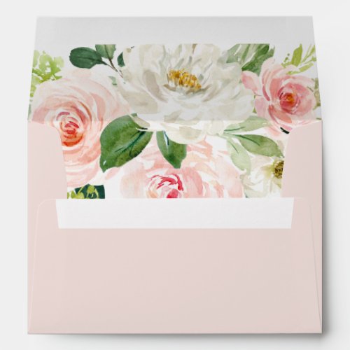 Modern blush pink watercolor floral envelope