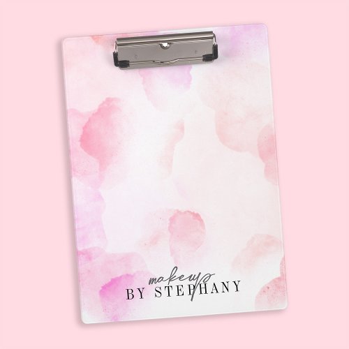 Modern blush pink watercolor makeup clipboard