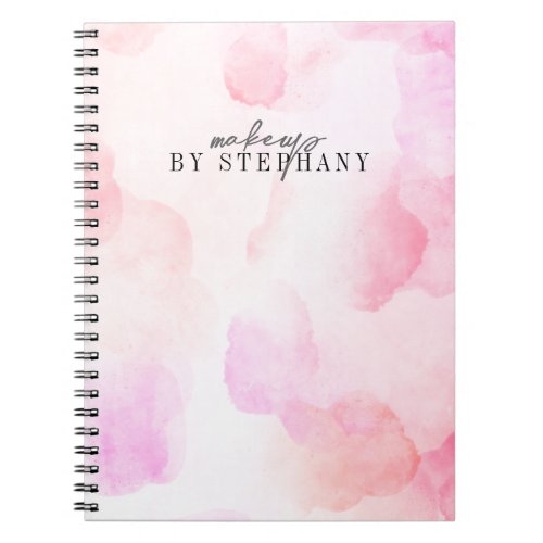 Modern blush pink watercolor makeup notebook