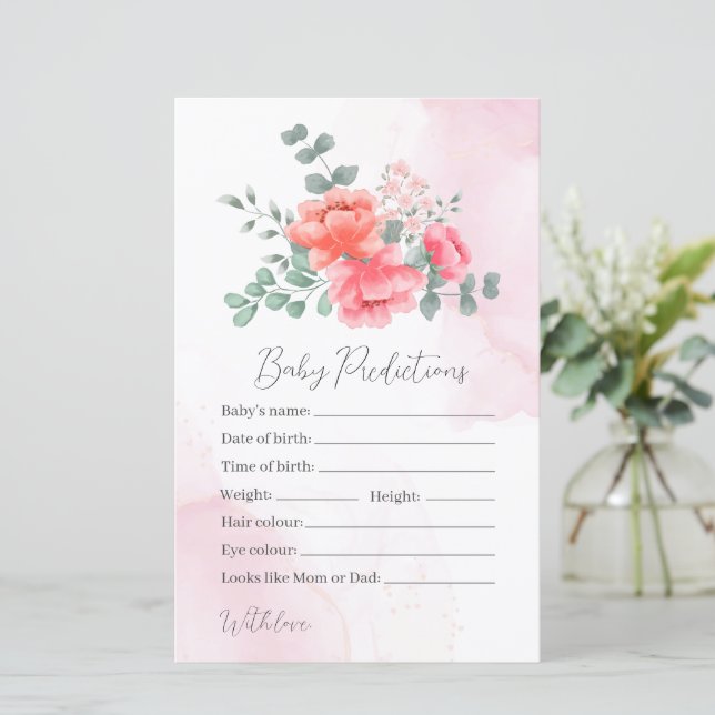 Modern blush pink watercolor predictions games (Standing Front)