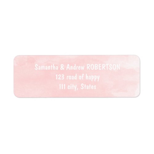 Modern blush pink watercolor wedding label
