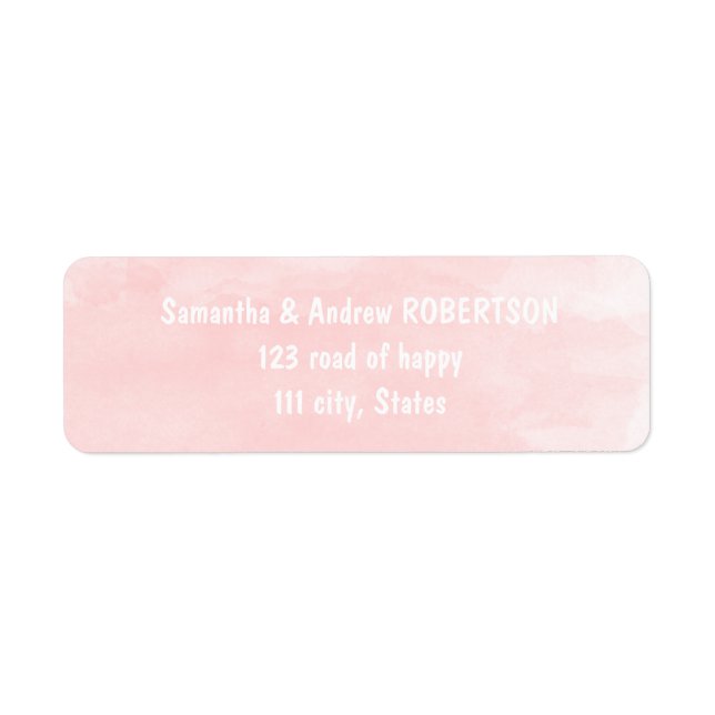 Modern blush pink watercolor wedding label (Front)