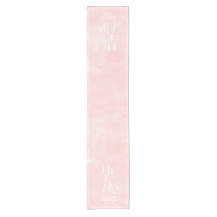 Modern blush pink watercolor wedding short table runner