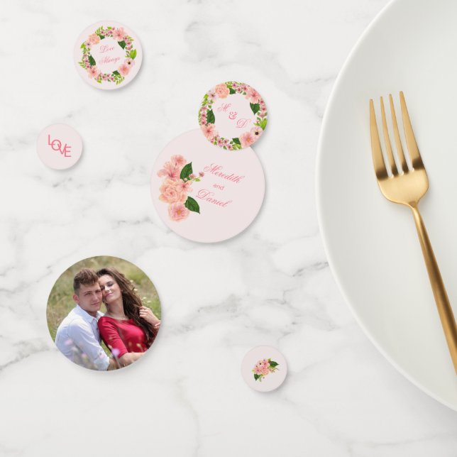 Modern Blush Pink Watercolor Wedding Table Confetti (Group)