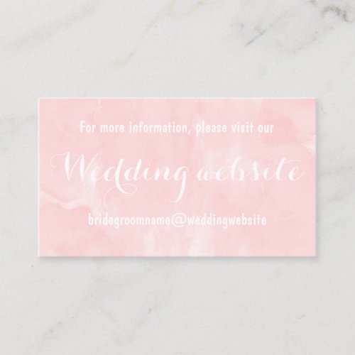 Modern blush pink watercolor wedding website enclosure card