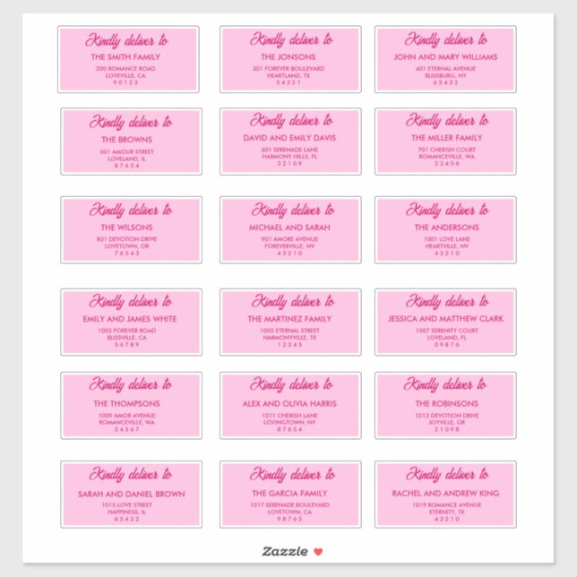 Modern Blush Pink Wedding Guest Address Labels (Sheet)