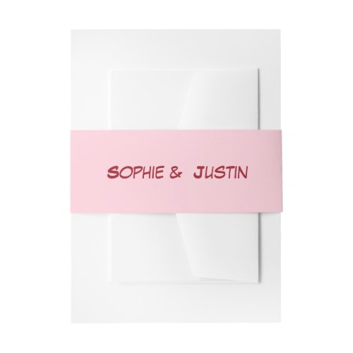 Modern Blush Pink Wedding Invitation Belly Band