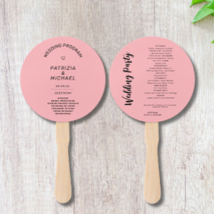 Modern Blush Pink Wedding Program Hand Fan