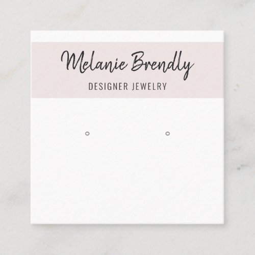 Modern Blush Pink White Earring Display  Square Business Card