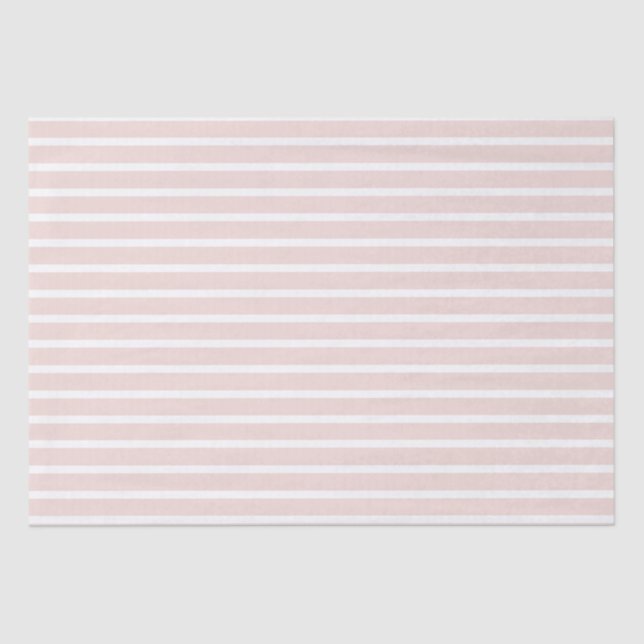 Modern blush pink white horizontal stripes chic tissue paper (Front)