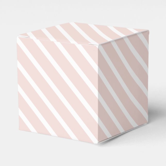 Modern blush pink white oblique stripes cute favor boxes (Front Side)