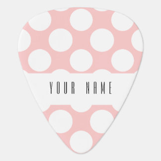Modern Blush Pink White Polka Dots Pattern Guitar Pick