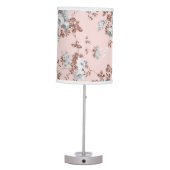 Modern blush pink white rose gold glitter floral table lamp (Back)