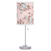 Modern blush pink white rose gold glitter floral table lamp (Left)