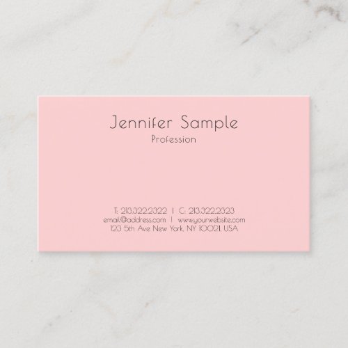 Modern Blush Pink White Simple Template Elegant Business Card