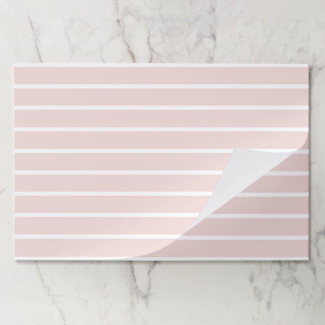 Modern blush pink white stripes Paper Placemats (Folded)