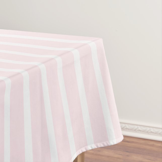 Modern blush pink white stripes pattern cute chic tablecloth (In Situ)