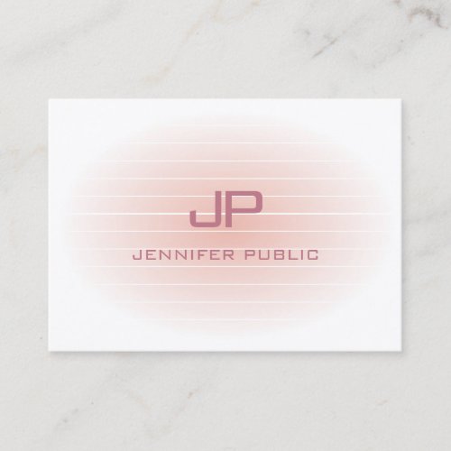 Modern Blush Pink White Trendy Monogram Template Business Card
