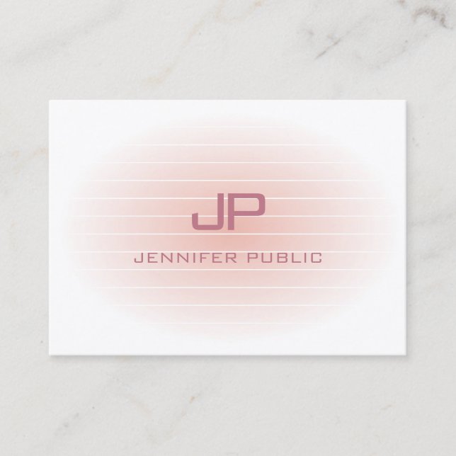 Modern Blush Pink White Trendy Monogram Template Business Card (Front)