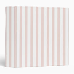 Modern blush pink white vertical stripes girly 3 ring binder
