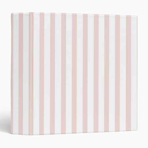 Modern blush pink white vertical stripes girly 3 ring binder