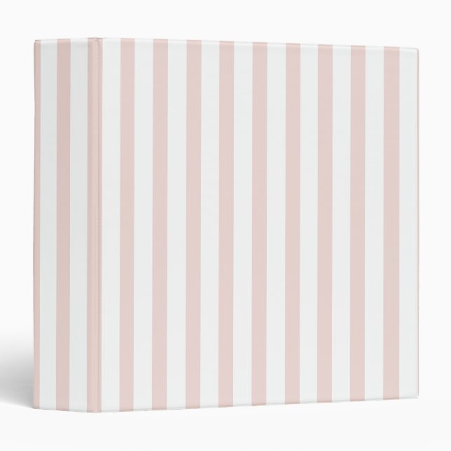 Modern blush pink white vertical stripes girly 3 ring binder (Front/Spine)