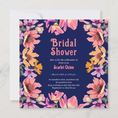 Modern blush pink wildflower bridal shower