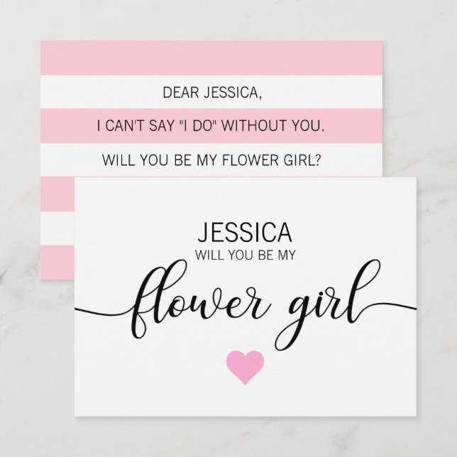 Modern Blush PINK Will You Be my FLOWER GIRL? Invitation (Front/Back)