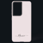 Modern Blush Pink with Script Custom Name Samsung Galaxy S21 Ultra Case<br><div class="desc">A simple stylish custom name typography design in a casual script font in striking black on pastel blush pink. The perfect item for the trendy minimalist. An on trend bespoke gift or accessory for any occasion. Debra Valencia, a visionary surface pattern artist, product designer and entrepreneur with a passion for...</div>