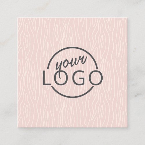 Modern blush pink wood grain texture custom logo square business card