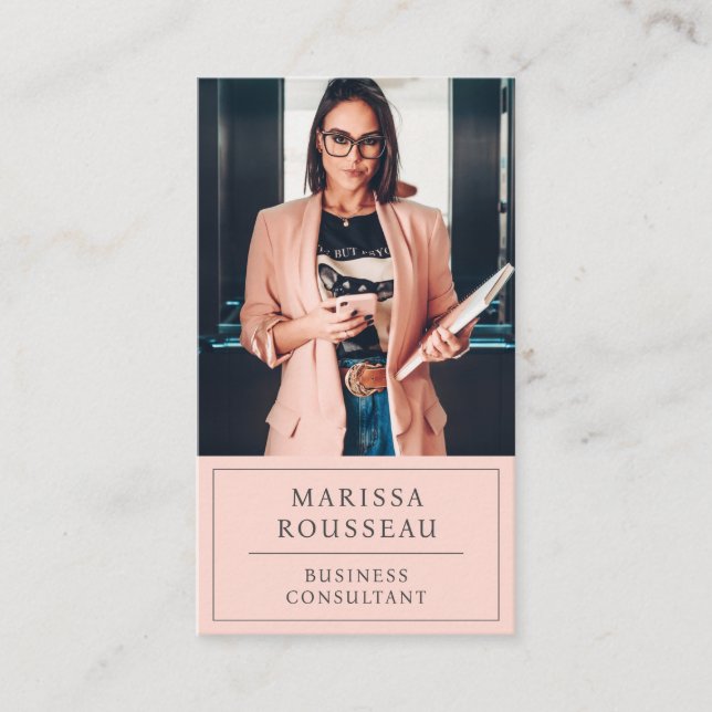 Modern Blush Professional Business Photo  Business Card (Front)