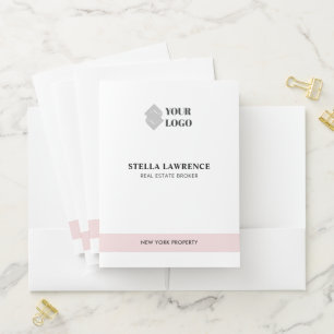 Modern BLUSH Professional Real Estate Agent LOGO Pocket Folder
