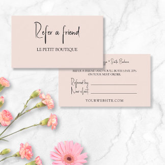 Modern Blush Refer a Friend Discount Offer Referral Card