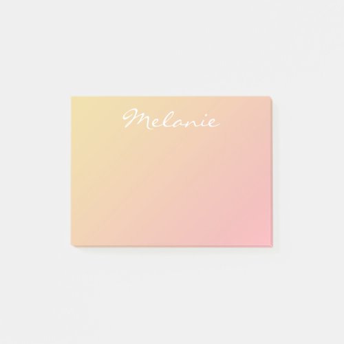 Modern Blush Rose Coral Gold Ombre Script Post_it Notes