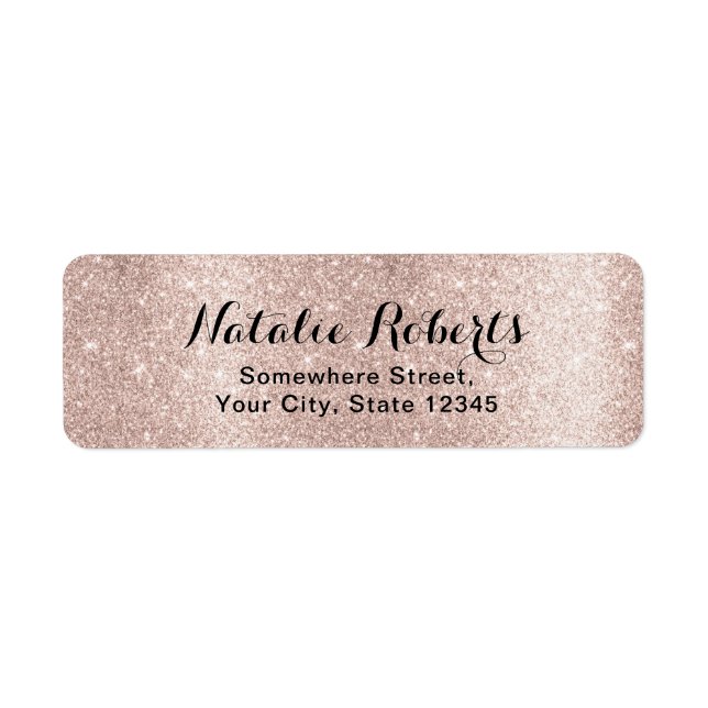 Modern Blush Rose Gold Glitter Elegant Address Label (Front)