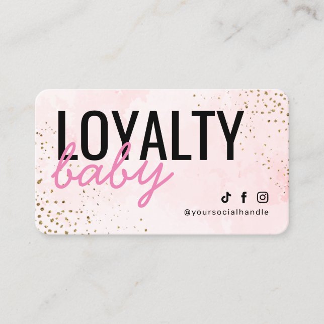 Modern Blush Rose Gold Loyalty Card (Front)