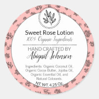 Modern Blush Rose & Leaves Bath & Body / Candle Classic Round Sticker