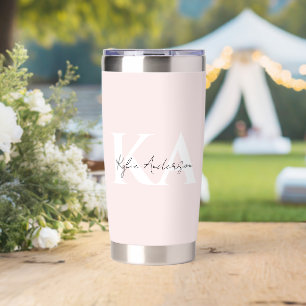 Modern Blush Rose Personalized Monogram Name -  Insulated Tumbler