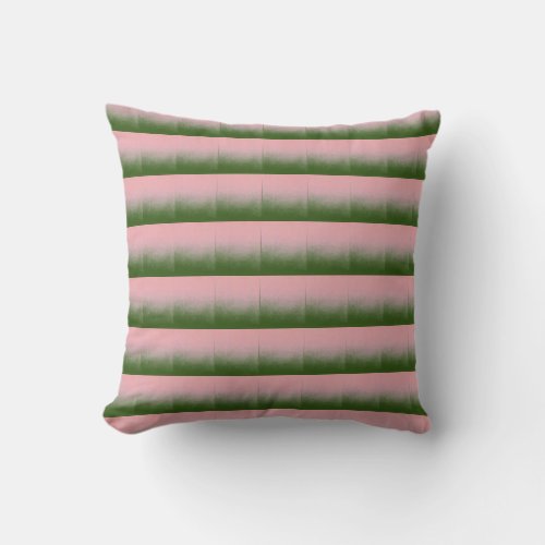 Modern blush rose pink green  stripes watercolor throw pillow