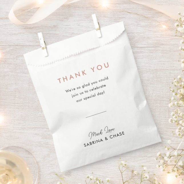 Modern Blush Rose Wedding Thank Favor Bag (Clipped)