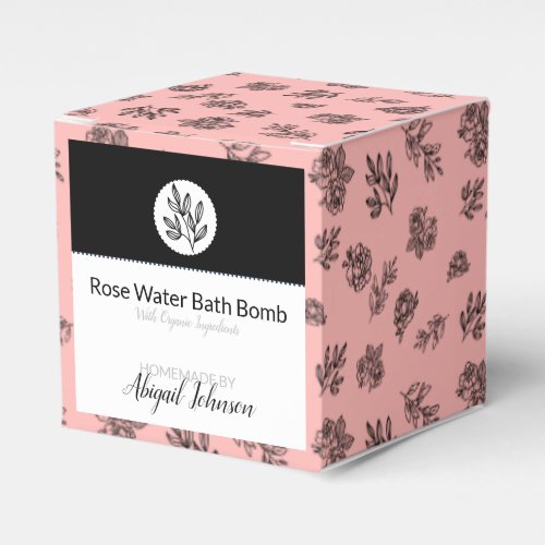 Modern Blush Roses  Leaves Line Art Bath Bomb Box